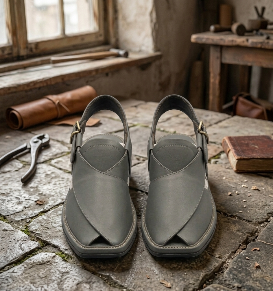 Best Premium Grey Peshawari Chappal for Men'