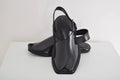 Premium Black Leather Peshawari Chappal – Classic Handmade Design for Men